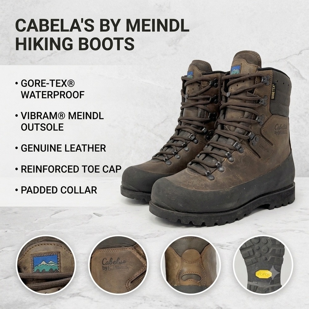 Cabelas by Meindl Gore-Tex Hiking Boots Mens 9 D Brown Leather Made in Germany